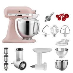 Rabatt ⭐ KitchenAid Küchenmaschine Artisan 5KSM185PS Starter Paket, Farbe:feather Pink ⌛